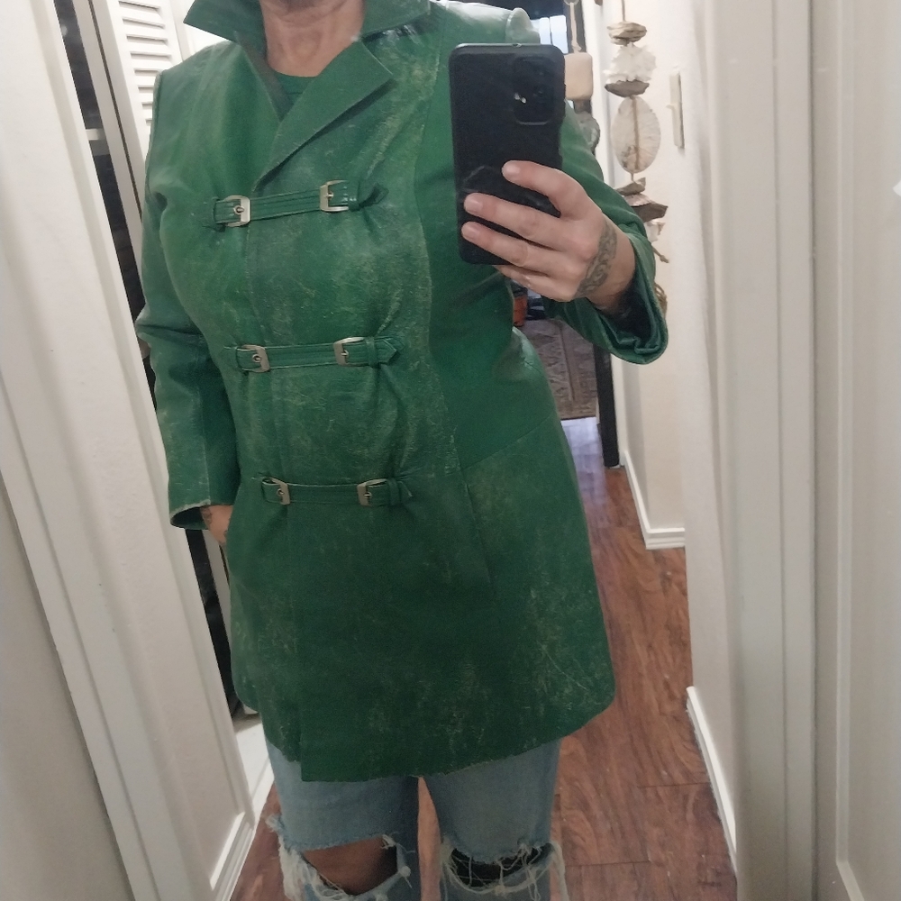 Green leather jacket